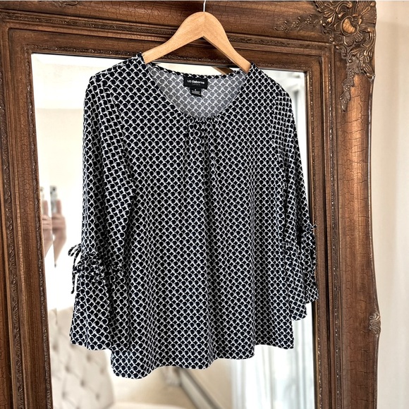 Liz Claiborne Tops - Liz Claiborne Career Women's Black White Polka Dot Blouse Long Sleeve Size S